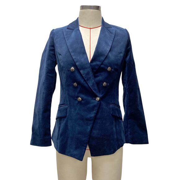 White House Black Market Womens Size 4P River Teal Velvet Trophy Blazer - Picture 1 of 8